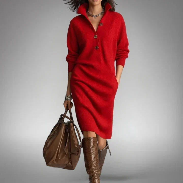 Everly | Long-Sleeved Ribbed Knit Dress