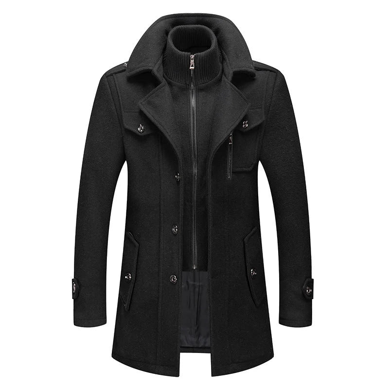 Stephen | Double-Collar Wool Business Coat