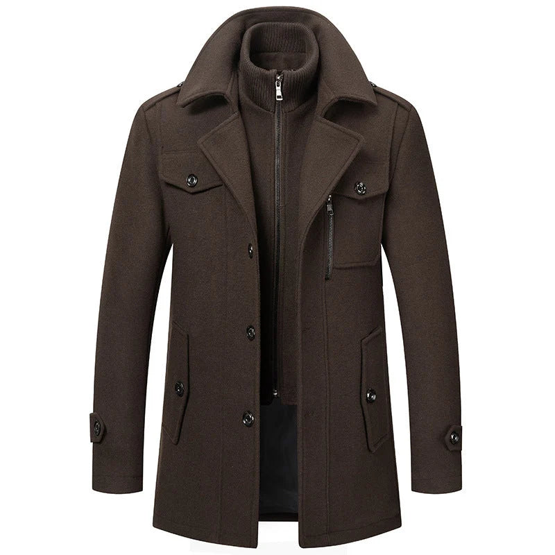 Stephen | Double-Collar Wool Business Coat
