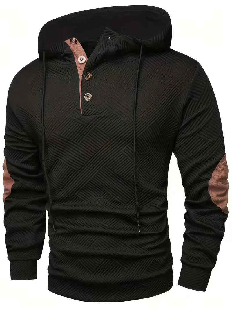 Wesley | Textured Hoodie with Elbow Patches