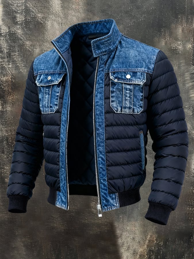 Mark | Men's Quilted Jacket with Denim Details