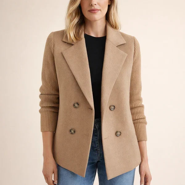 Fiene | Double-Breasted Blazer with Knitted Sleeves