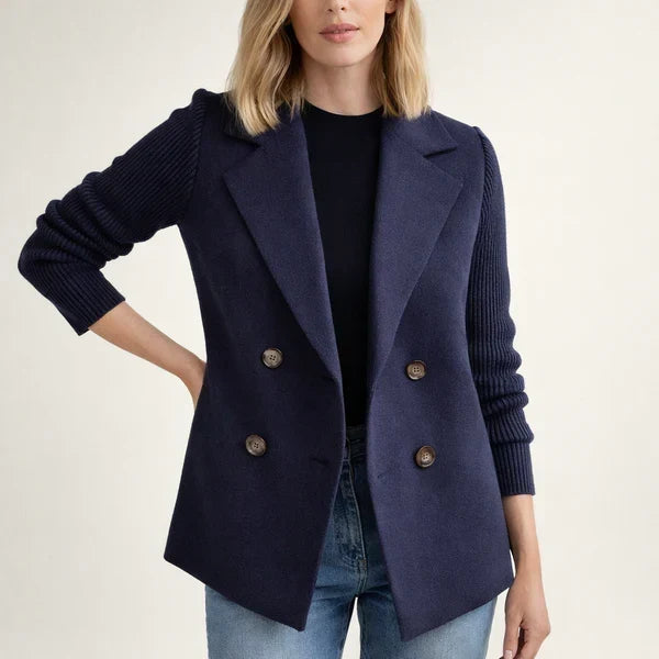 Fiene | Double-Breasted Blazer with Knitted Sleeves