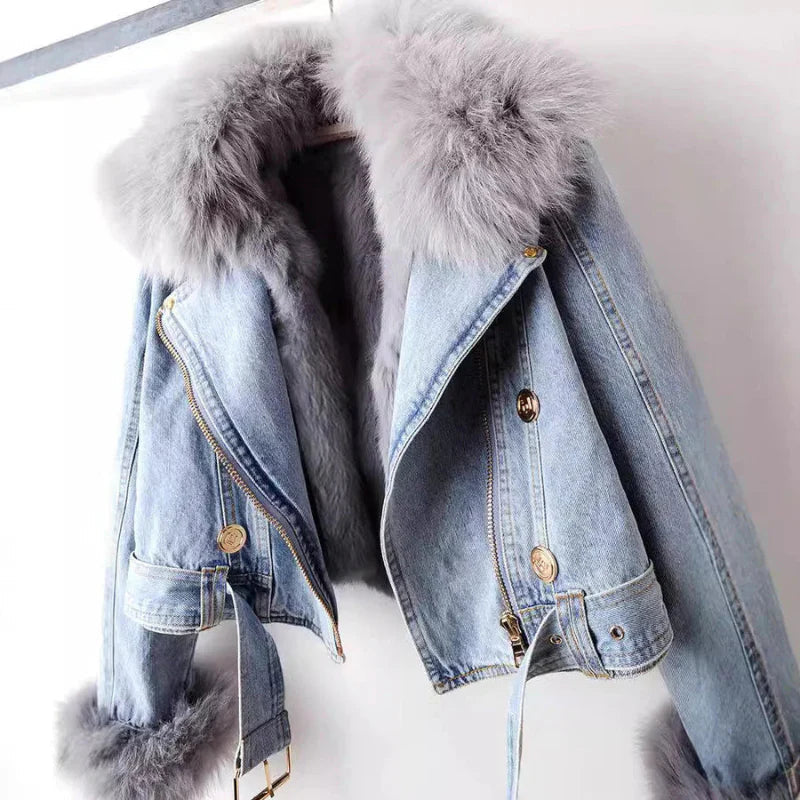 Phylicia | Denim Jacket with Faux Fur Collar