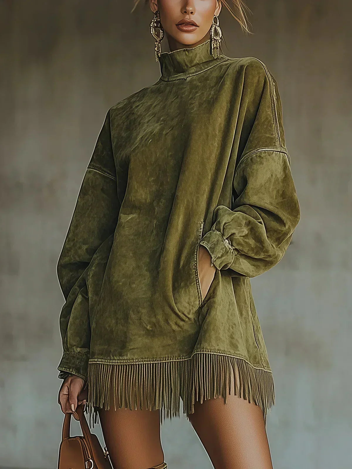 Sheri | High-Neck Fringed Mini Dress