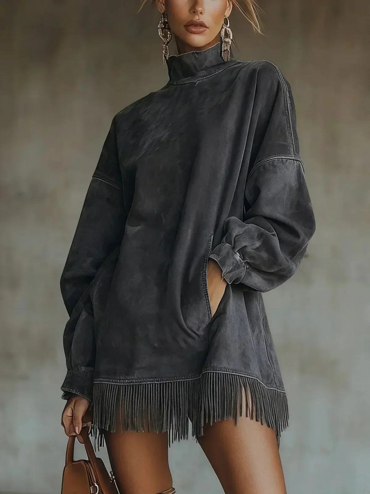 Sheri | High-Neck Fringed Mini Dress