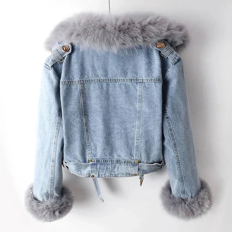 Phylicia | Denim Jacket with Faux Fur Collar