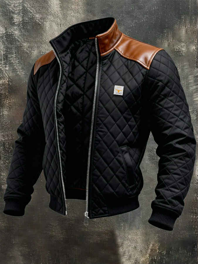 Duncan | Men's Quilted Jacket with Leather Details