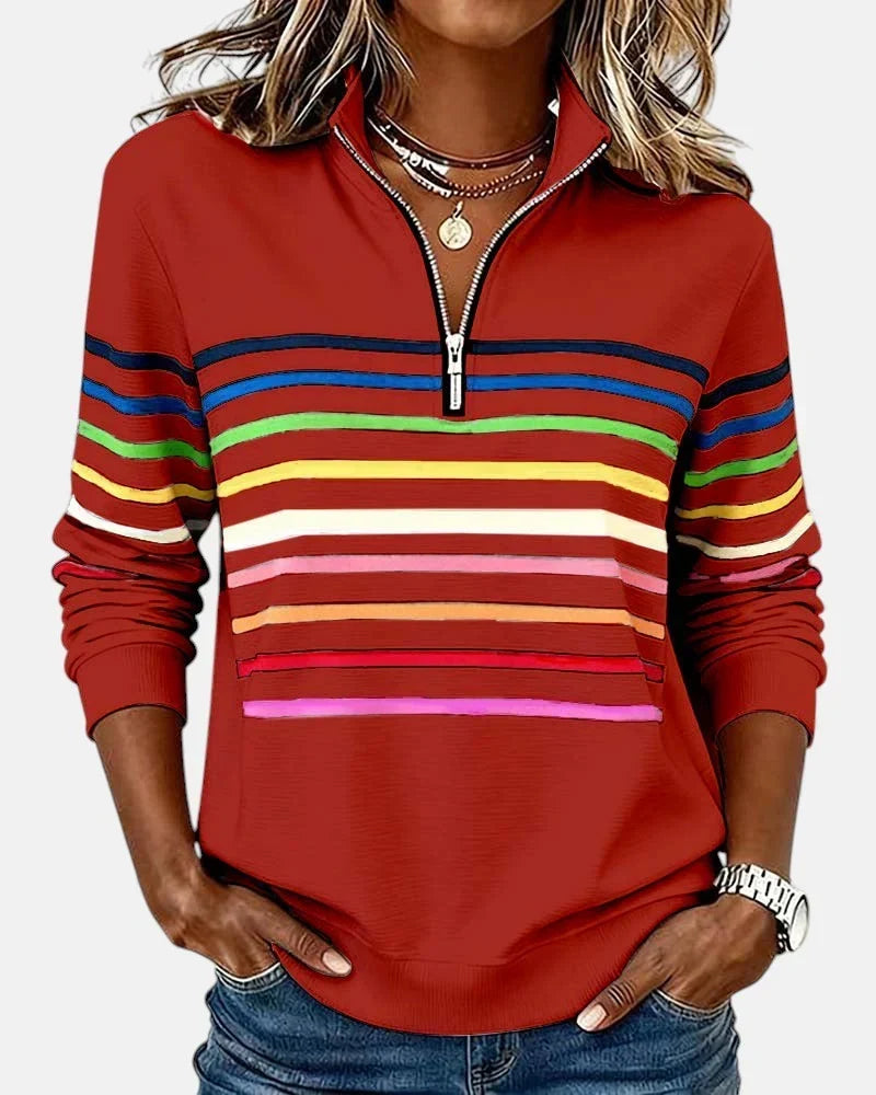 Marie | Women's Striped Half-Zip Sweatshirt