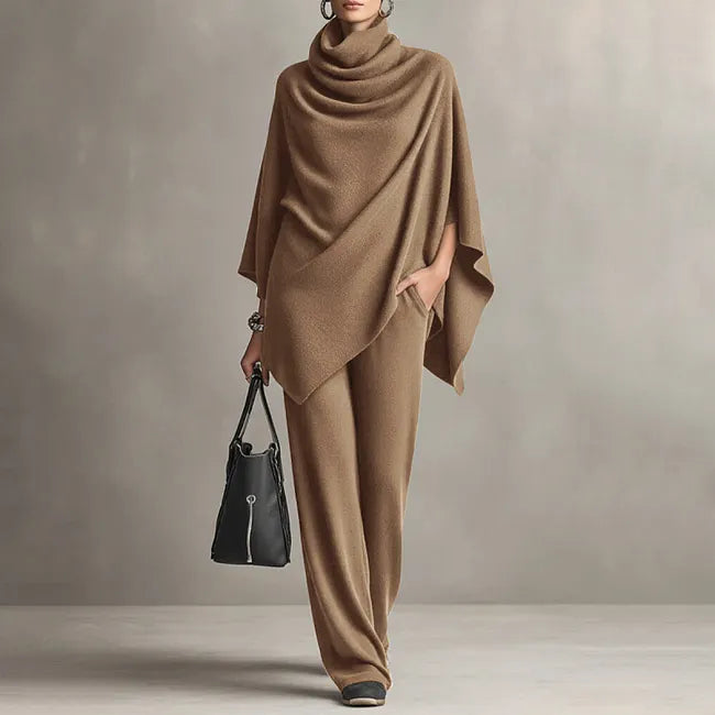 Danique | Roll-Neck Cape & Wide-Leg Trousers Set