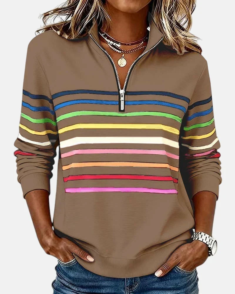 Marie | Women's Striped Half-Zip Sweatshirt
