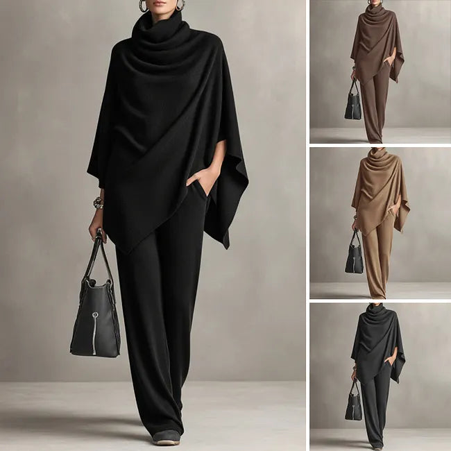 Danique | Roll-Neck Cape & Wide-Leg Trousers Set