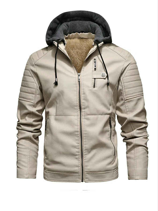 Gareth | Men's Insulated Hooded Leather-Look Jacket