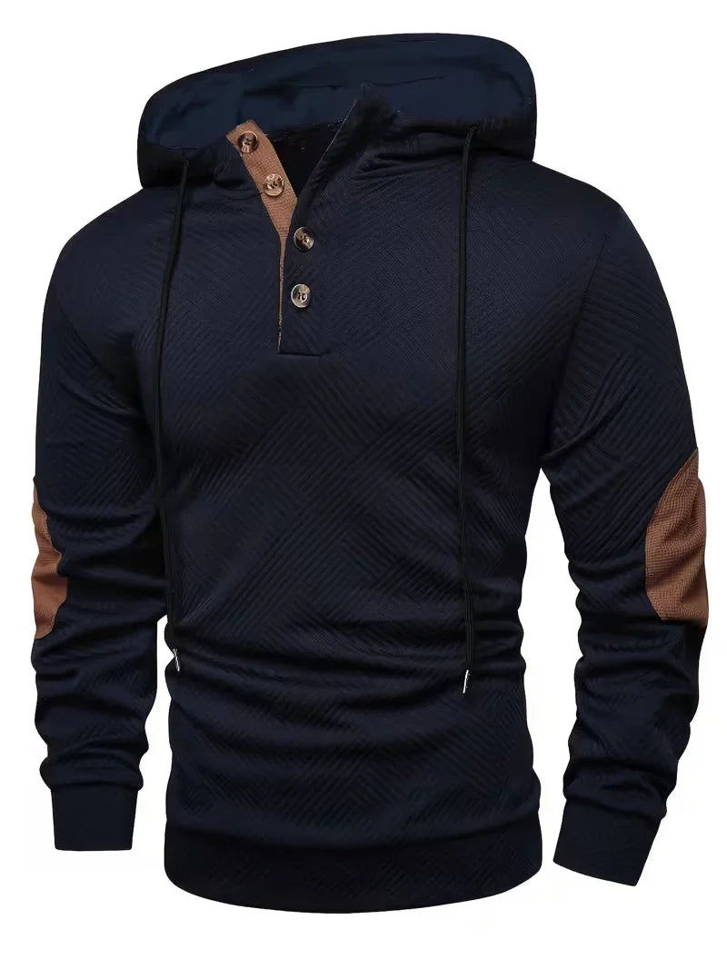 Wesley | Textured Hoodie with Elbow Patches