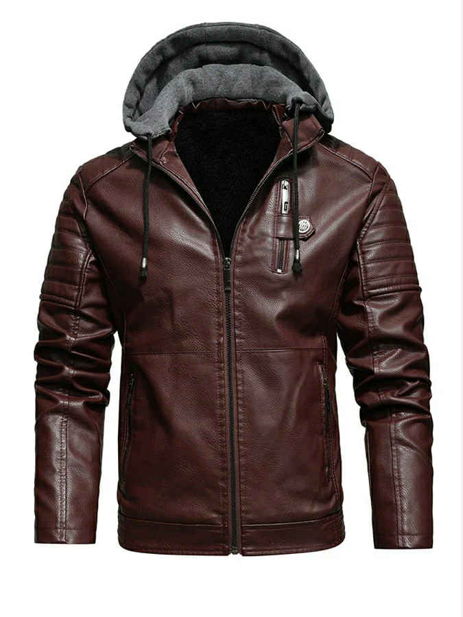 Gareth | Men's Insulated Hooded Leather-Look Jacket