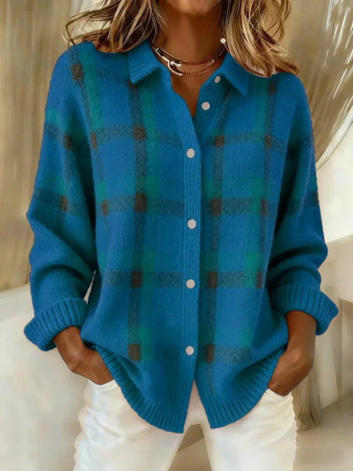 Anny | Casual Plaid Knitted Button-Up Sweater