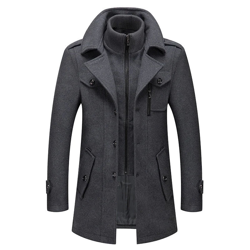 Stephen | Double-Collar Wool Business Coat