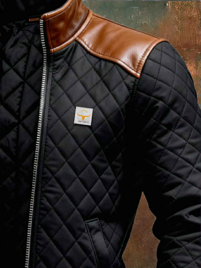 Duncan | Men's Quilted Jacket with Leather Details