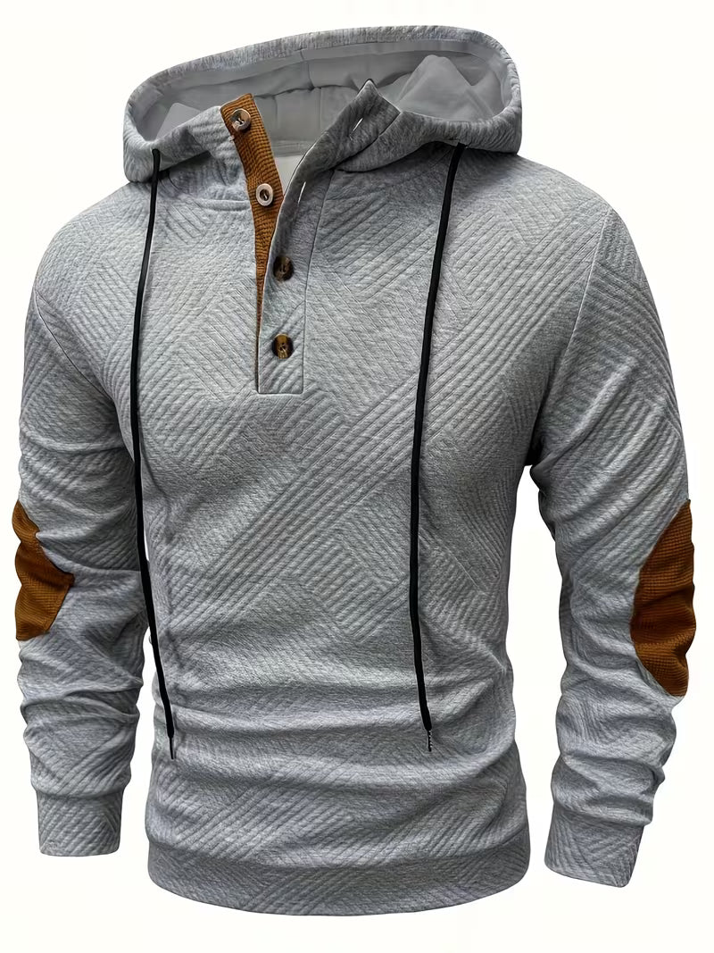 Wesley | Textured Hoodie with Elbow Patches