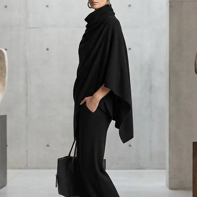 Danique | Roll-Neck Cape & Wide-Leg Trousers Set