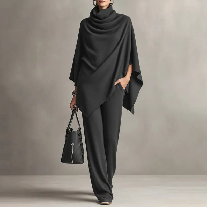 Danique | Roll-Neck Cape & Wide-Leg Trousers Set