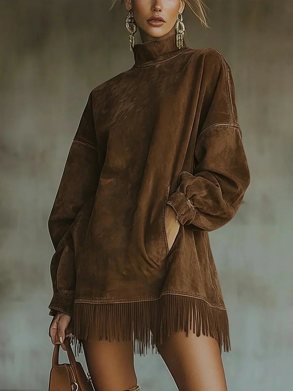 Sheri | High-Neck Fringed Mini Dress