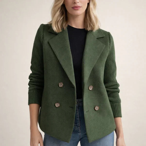 Fiene | Double-Breasted Blazer with Knitted Sleeves