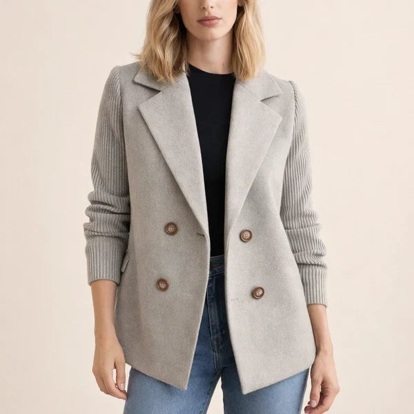 Fiene | Double-Breasted Blazer with Knitted Sleeves
