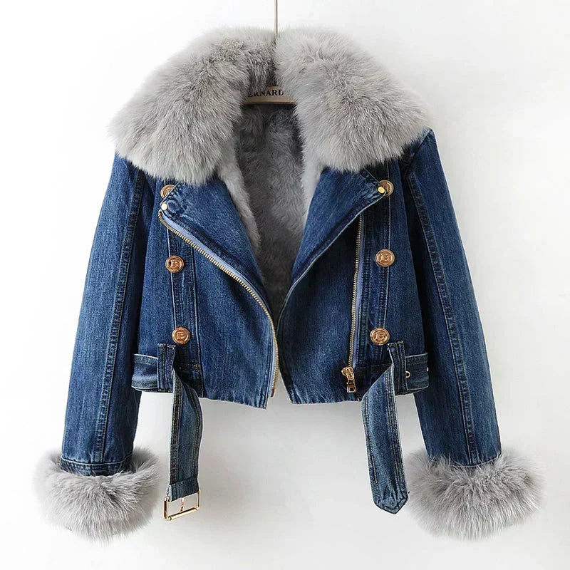 Phylicia | Denim Jacket with Faux Fur Collar