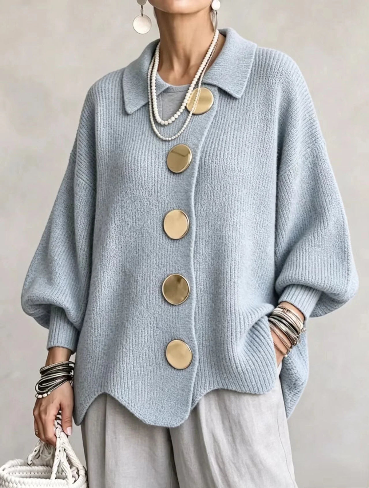 Isadora | Oversized Cardigan with Gold-Tone Details
