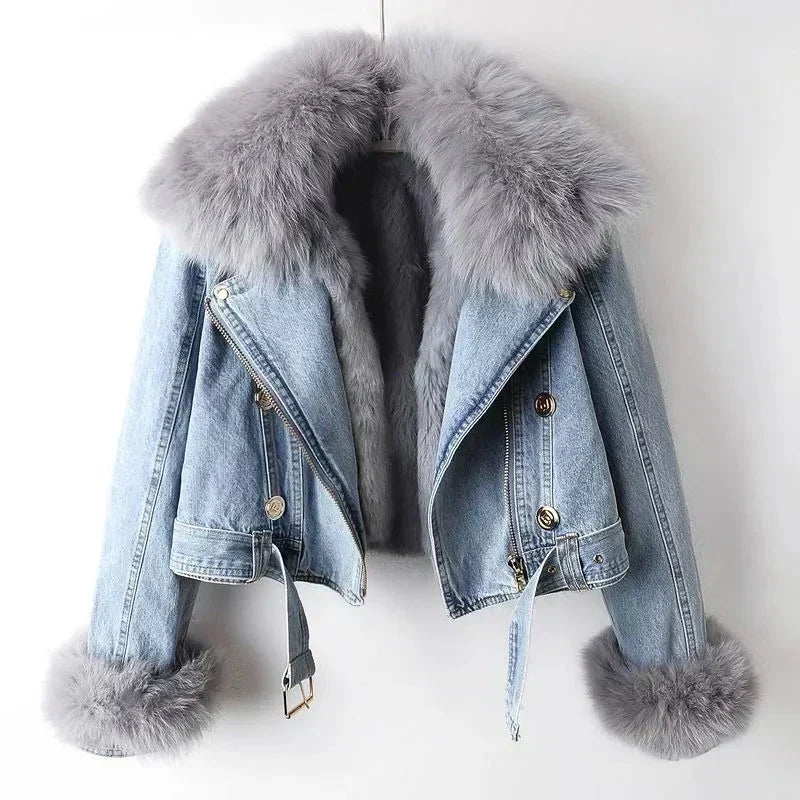Phylicia | Denim Jacket with Faux Fur Collar