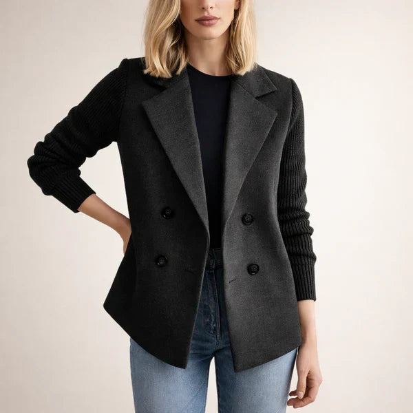 Fiene | Double-Breasted Blazer with Knitted Sleeves
