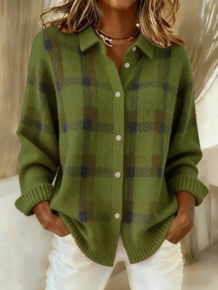 Anny | Casual Plaid Knitted Button-Up Sweater